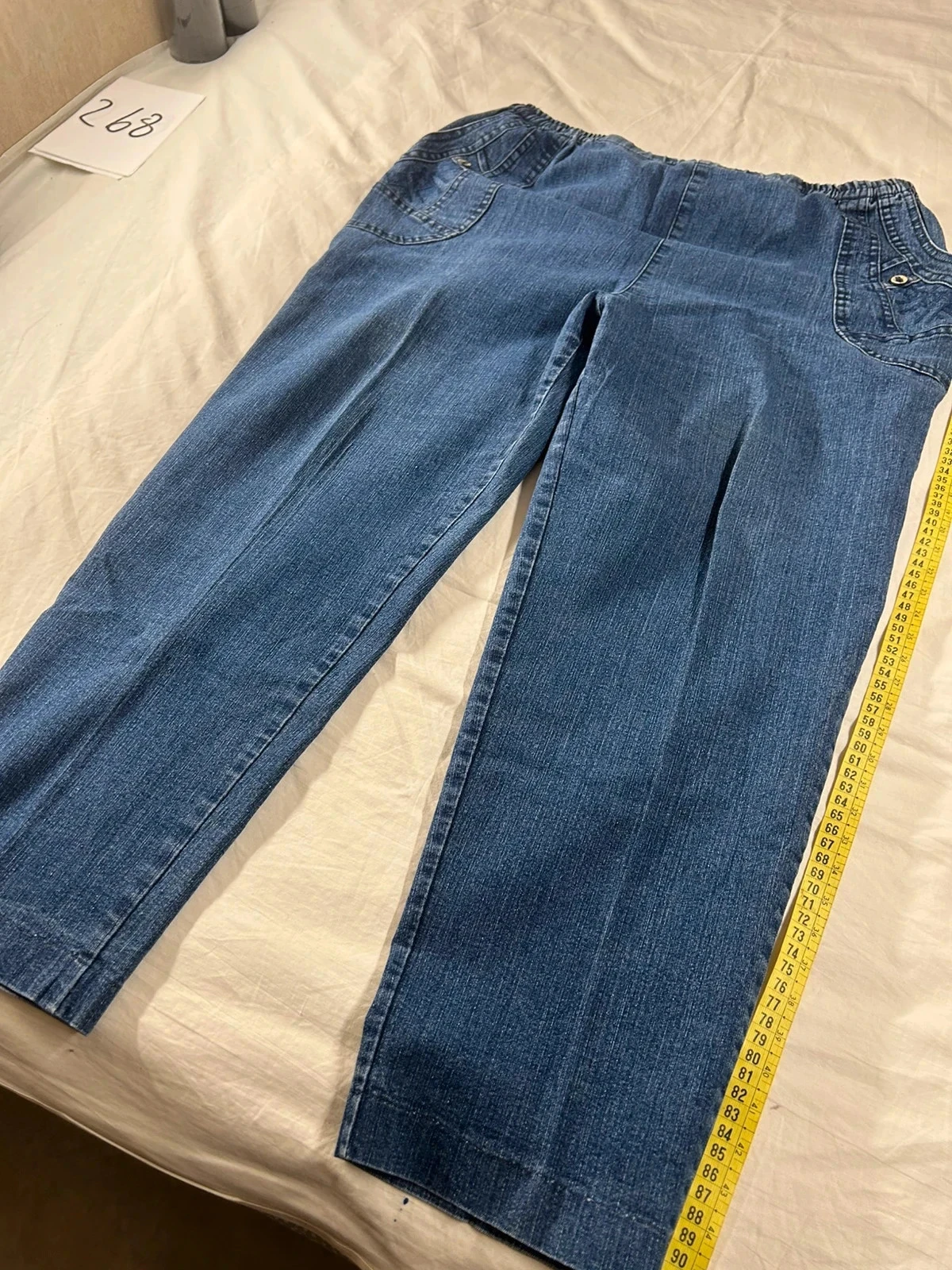 Jeans curtos azuis estilo vintage retrô tamanho 40 – photo 4